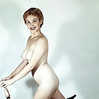 Vintage Naked Chick Poses Near 1St TV