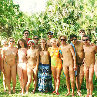 A Big Group Of Naturists Posing Naked At Naturist Camp