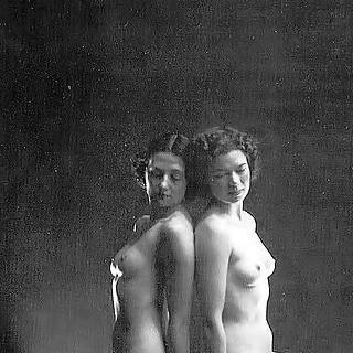 Historical Female Nudes Shot at the Beginning of 20th Century Unshaven Cuties Posing Naked with Erec