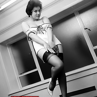 Vintage Underwear Footwear Stockings and Nylons in Retro Photos of 60s with Nude Teen Girls Posing i