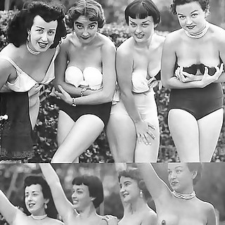 In the 1950s it was Popular to Make Photos of Naked Women in Groups so two three four Nude Chicks ar