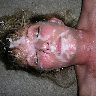 10 Male Cumshots On The Face Of This Older Bitch