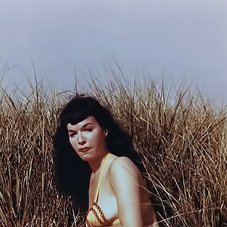 Bettie Page and some Ebony Busty Lady Showing Her Big Boobs with Puffy Nipples and Hairy Pussy from 