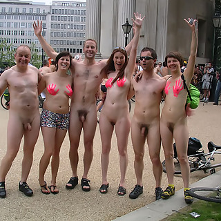 A Bunch of Naked Students Including Boys And Girls Flashes in Public to Show Hairy Cunts
